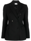P.a.r.o.s.h . Black Double-breasted Jacket With Peak Revers In Fabric In Black