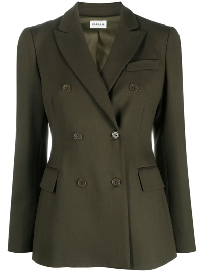 P.a.r.o.s.h Giacca Double-breasted Wool-blend Blazer In Verde