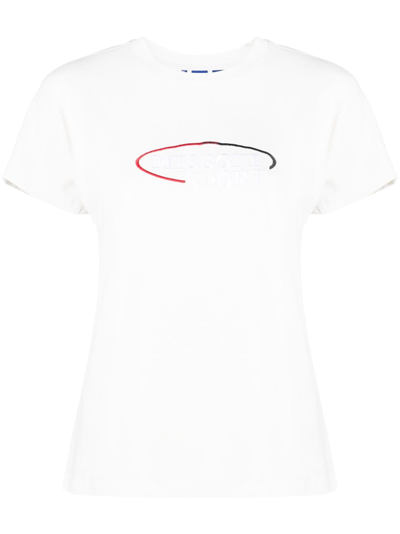 Missoni Logo-embroidered Cotton T-shirt In White
