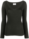 P.a.r.o.s.h V-neck Ribbed Wool Jumper In Green
