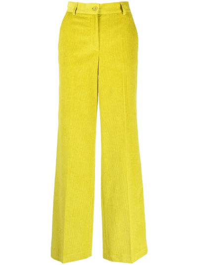 P.a.r.o.s.h High-waisted Corduroy Trousers In Green