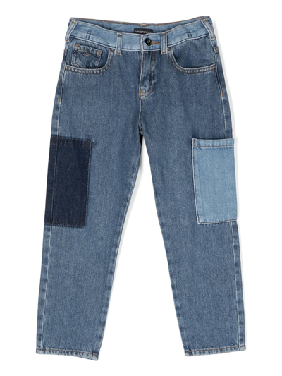 Emporio Armani Kids' Contrasting-pocket Straight-leg Jeans In Blue