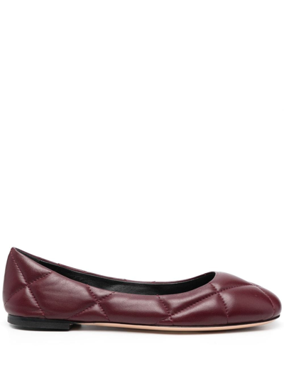 Agl Attilio Giusti Leombruni Karin Padded Leather Ballerina Shoes In Red