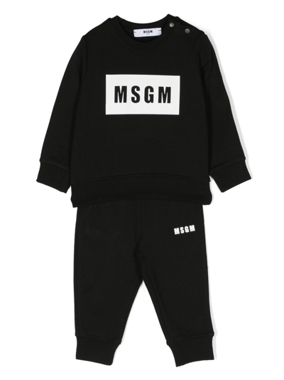 Msgm Babies' Logo-print Tracksuit In Black