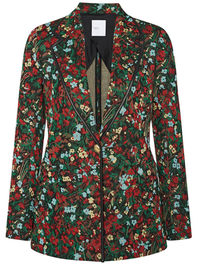 Rosetta Getty Floral Single-breasted Blazer In Black Multi