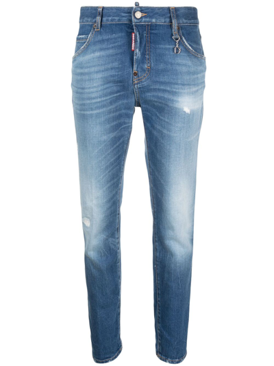 Dsquared2 Logo-plaque Tapered Jeans In Blue