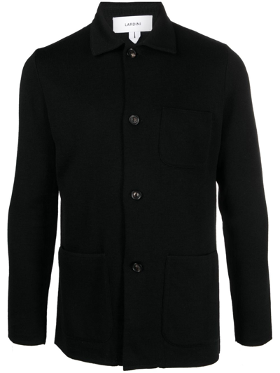 Lardini Americana Spread-collar Wool Cardigan In Black
