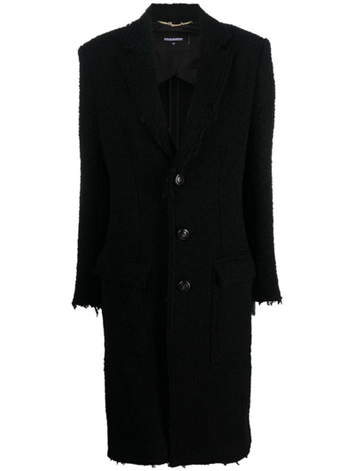 Dsquared2 Single-breasted Bouclé Coat In Black