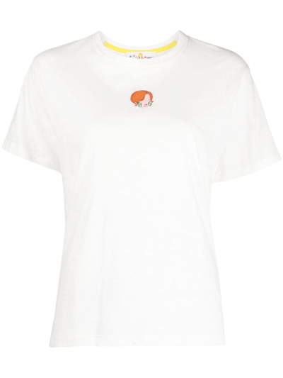 Mira Mikati Logo-embroidered Organic-cotton T-shirt In White
