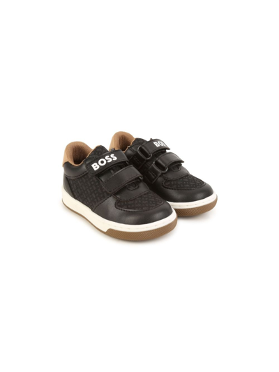 Bosswear Babies' Logo-print Touch-strap Sneakers In Black