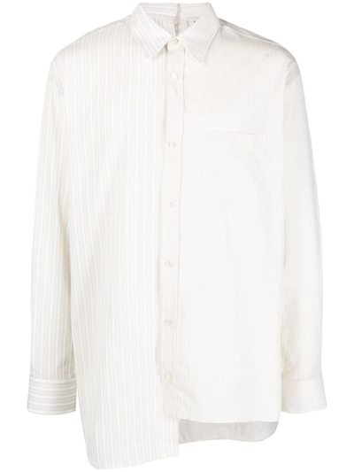 Lanvin Striped Asymmetric-hem Shirt In Neutrals