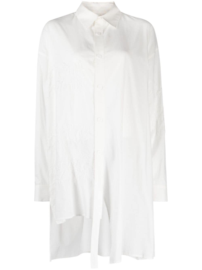 Y's Asymmetric Lace-trim Shirt In White