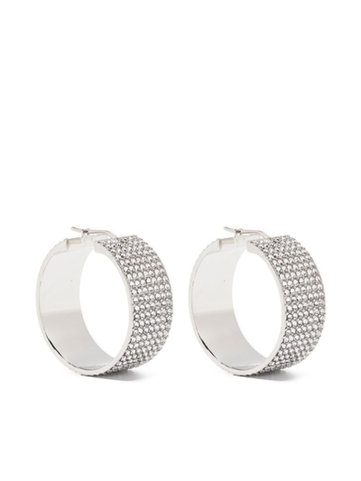 Amina Muaddi Crystal-embellished Hoop Earrings In Silver