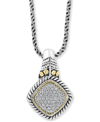 EFFY COLLECTION EFFY DIAMOND CLUSTER 18" PENDANT NECKLACE (1/4 CT. T.W.) IN STERLING SILVER & 18K GOLD