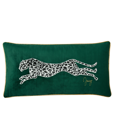 Juicy Couture Velvet Cheetah Decorative Pillow, 14" X 24 In Jade