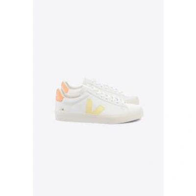 Veja White And Sun Peach Campo Chromefree Leather Trainers