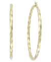Macy's Twist Hoop Earrings In 14k Gold Plated Sterling Silver In Gold Over Silver
