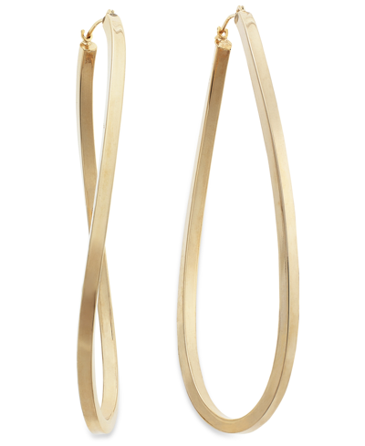 Macy's Figure 8 Hoop Earrings In 14k Gold Vermeil, 2-1/2" (also In Sterling Silver) In Gold Over Silver