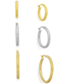 Macy's Two-tone Three-hoop Set In 14k Gold Vermeil In Two-tone