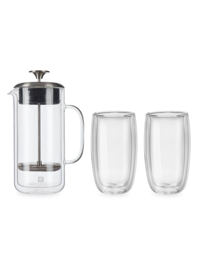 Zwilling J.a. Henckels Sorrento 3-piece Double Wall French Press & Latte Glass Set