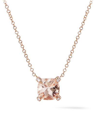 DAVID YURMAN WOMEN'S CHÂTELAINE PENDANT NECKLACE WITH DIAMONDS IN 18K ROSE GOLD WITH MORGANITE