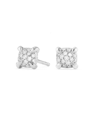 David Yurman 18k White Gold Precious Chatelaine Diamond Cluster Stud Earrings In Metallic,white