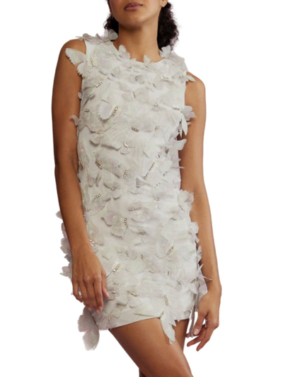 Cynthia Rowley Butterfly-embellished Sleeveless Minidress In Ivory