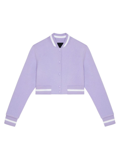 Givenchy Women's Cropped Varsity Jacket In Wool In Purple