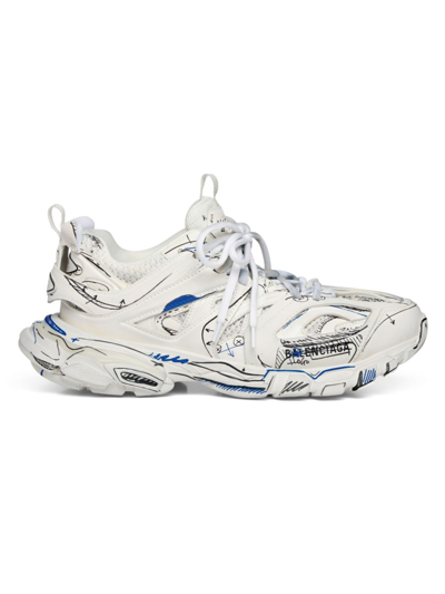 Balenciaga Men's Track Sketch Sneakers In White