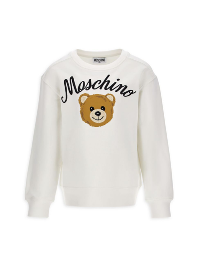 Moschino Little Girl's & Girl's Caligraphic Logo Bear Sweatshirt In Cloud