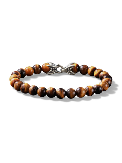 David Yurman Men's Spiritual Beads Bracelet With Tiger's Eye And Silver, 8mm
