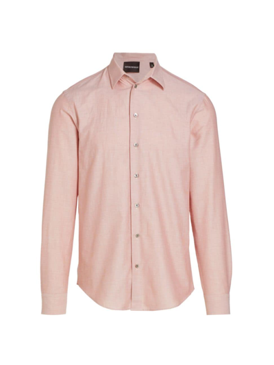 Emporio Armani Men's Cotton Long-sleeve Shirt In Pink