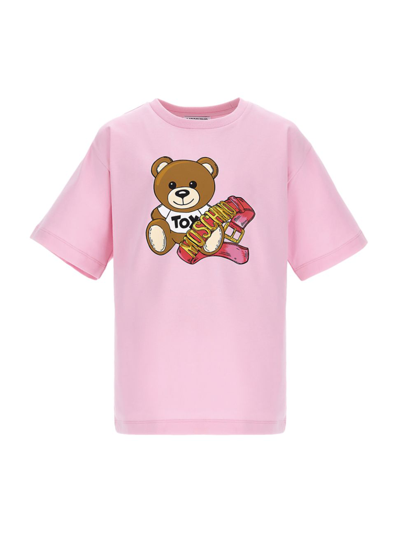 Moschino Kids' Teddy Bear-print T-shirt In Pink