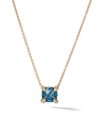 David Yurman Women's Petite Chatelaine Pendant Necklace In 18k Yellow Gold With Pavé Diamonds In Hampton Blue Topaz
