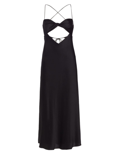 The Sei Women's Twisted Satin Silk Cut-out Slipdress In Black