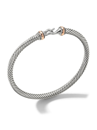 David Yurman Cable Buckle Bracelet With 18k Rose Gold In Silver