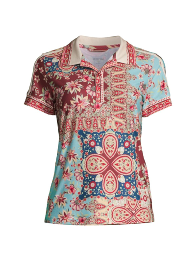Johnny Was Women's Thena Paisley Active Polo Top In Multi