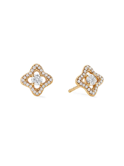 David Yurman Venetian Quatrefoil Earrings With Diamonds In Gold In Gold/white
