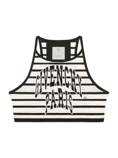 Givenchy Women's Cropped Tank Top In Cotton With Stripes In White Black