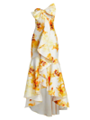 BADGLEY MISCHKA WOMEN'S FLORAL BOW HIGH-LOW GOWN