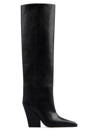 Paris Texas Jane Leather Knee Boots In Black