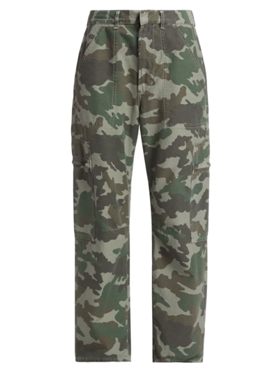 Citizens Of Humanity Marcelle Camo Print Low Rise Barrel Cargo Pants In Multi