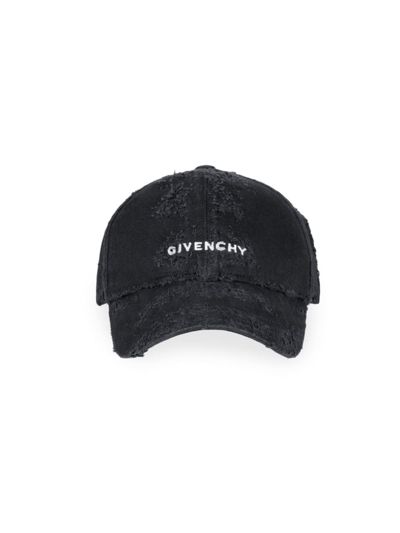 Givenchy Logo Embroidered Distressed Baseball Cap In Black