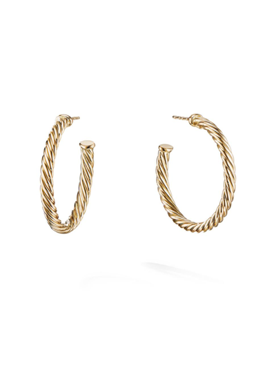 David Yurman Women's Cable Spira 18k Yellow Gold Hoop Earrings