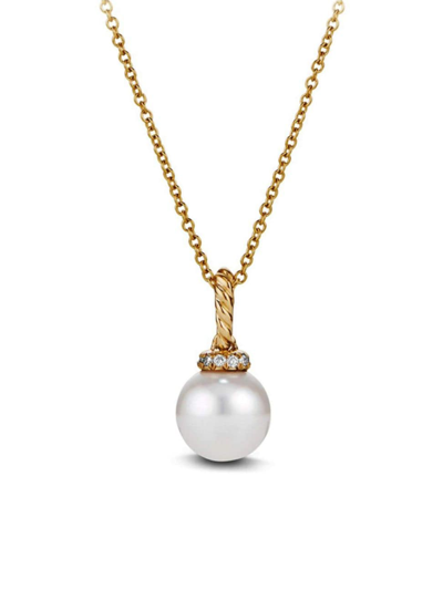 David Yurman Women's Solari 10mm Freshwater Pearl Pendant Necklace With Diamonds In 18k Gold