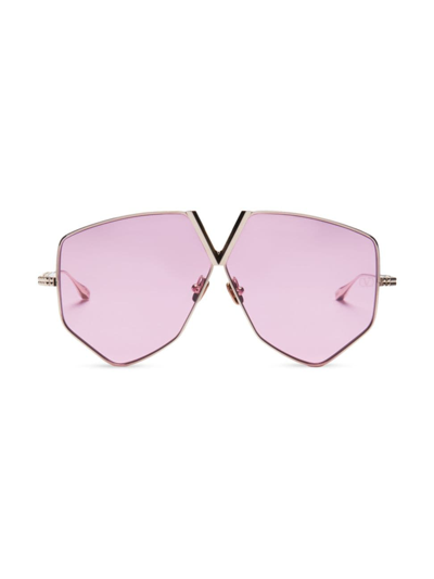 Valentino V-hexagon 64mm Geometric Sunglasses In Pink