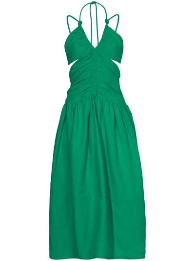 Proenza Schouler Cut-out Ruched Midi Dress In Green