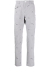 PEARLY GATES EMBROIDERED-MOTIF PINSTRIPED TROUSERS