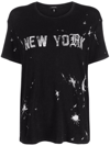 R13 Paint Splatter New York Boyfriend Stretch Recycled Cotton Graphic T-shirt In Black