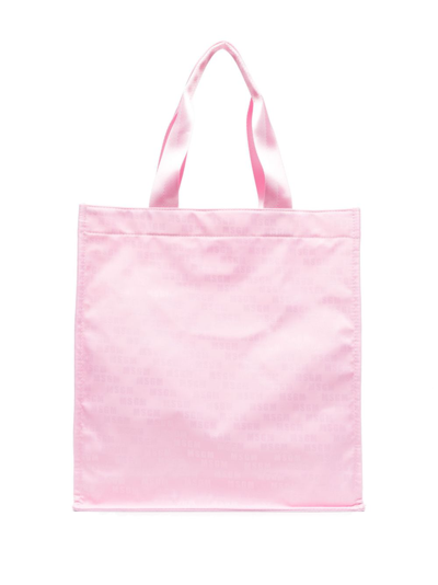 Msgm Large Logo-print Tote Bag In Pink